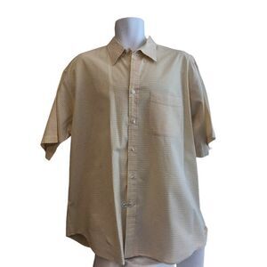Izod Mens XL Shirt Light Yellow Plaid Checked Text